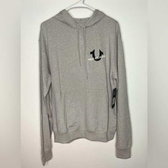 NWT TRUE RELIGION Hoodie Pullover Sweater with Front pocket‎ Style 108212 LARGE - Picture 2 of 8
